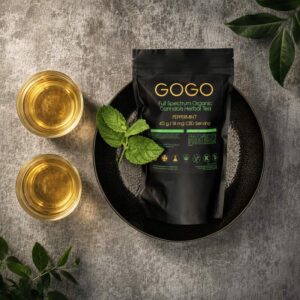 GOGO Full Spectrum Organic Cannabis Herbal Tea, Peppermint, 40g, 14mg CBD per serving